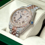 VVS Moissanite 41mm Two-Toned Timepiece with Rose Gold