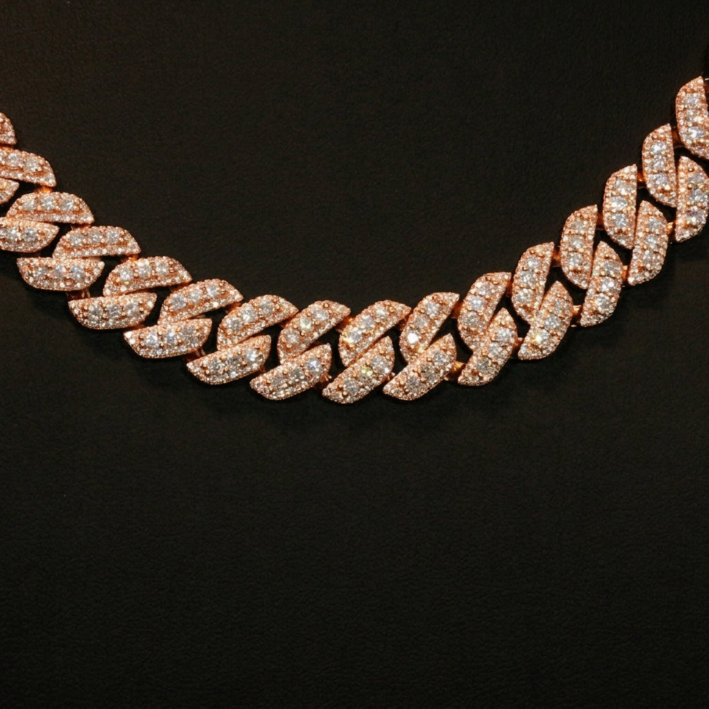 Moissanite 14mm Cuban Cluster Necklace