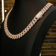 Moissanite 14mm Cuban Cluster Necklace