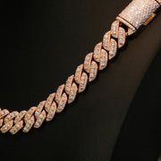 Moissanite 14mm Cuban Cluster Necklace