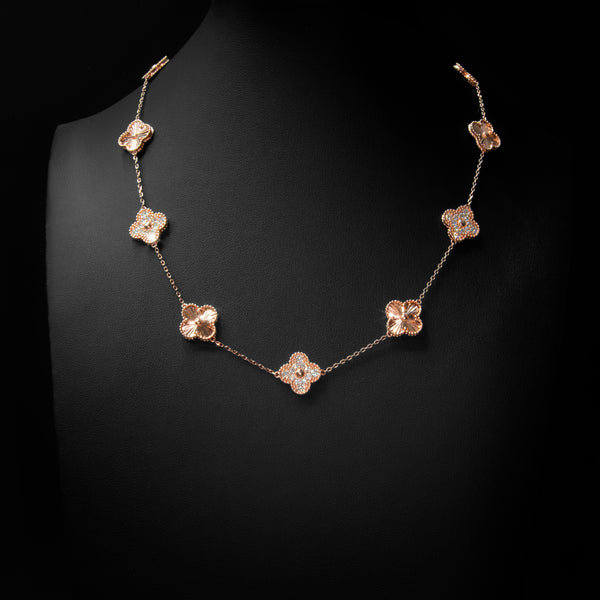 VVS Moissanite Clover Necklace in Rose Gold