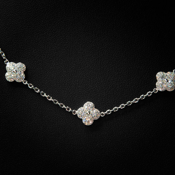 VVS Moissanite Silver Mini Clover Necklace