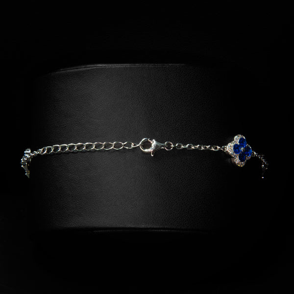 VVS Moissanite Blue Small Clover Bracelet