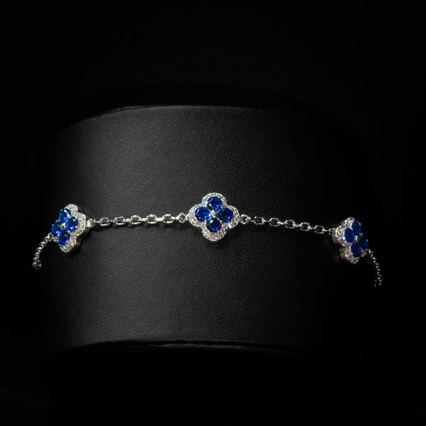 VVS Moissanite Blue Small Clover Bracelet