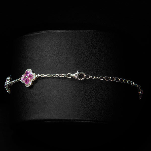 VVS Moissanite Magenta Small Clover Bracelet