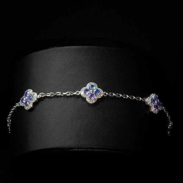 VVS Moissanite Lavender Small Clover Bracelet
