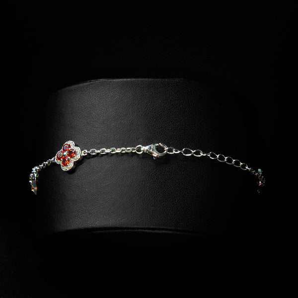 VVS Moissanite Red Orange Small Clover Bracelet
