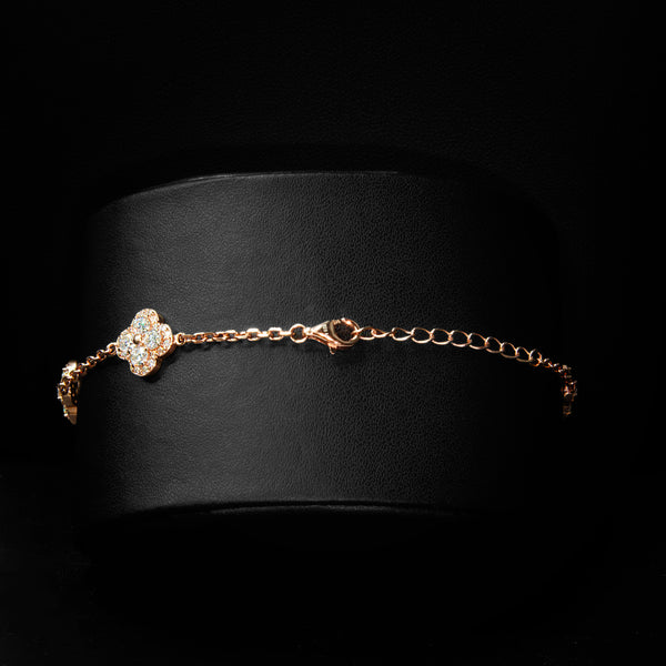 VVS Moissanite Small Rose Gold Clover Bracelet