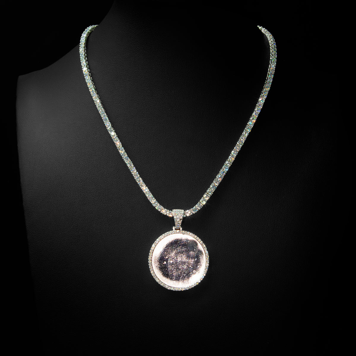 Moissanite Small Round Photo Pendant