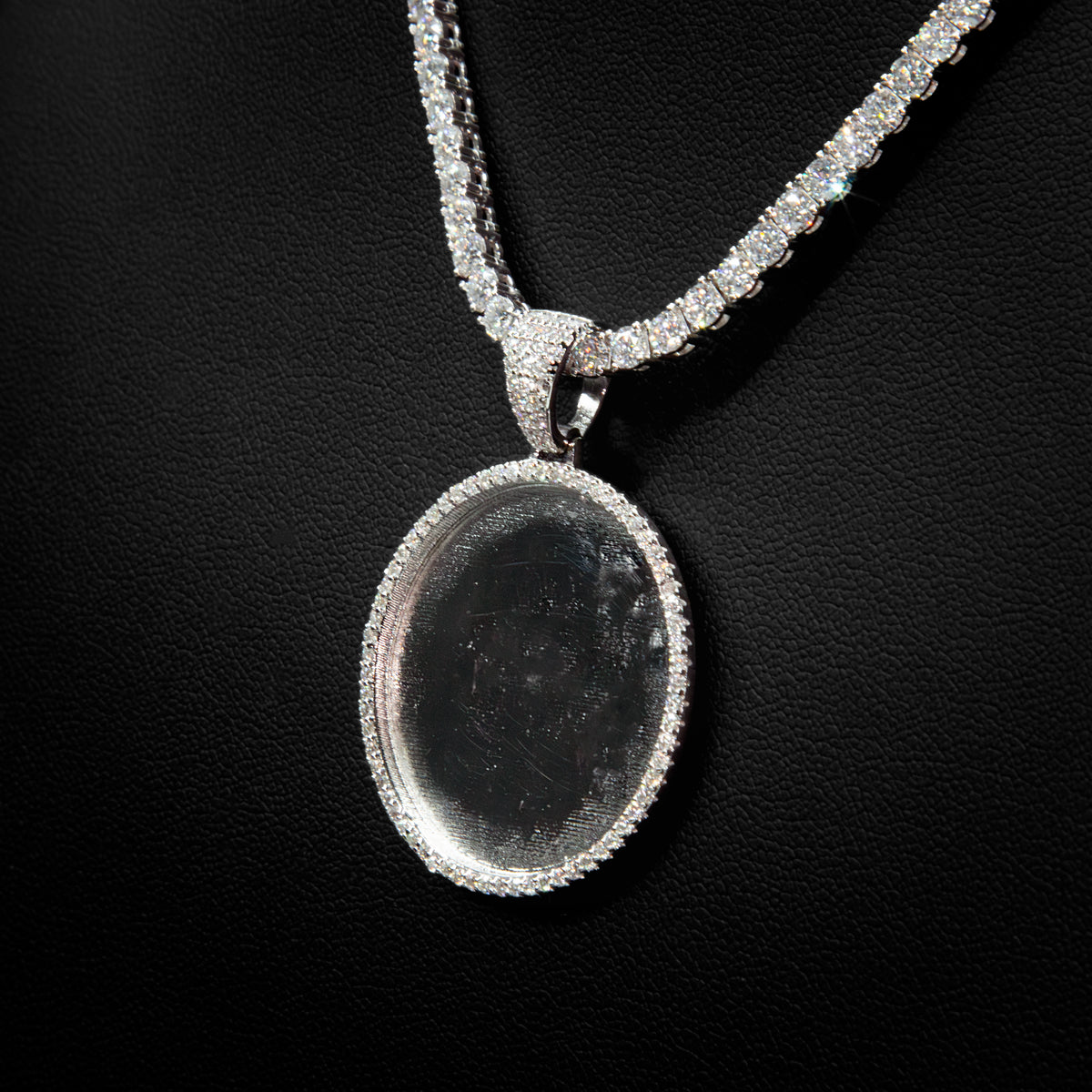 Moissanite Small Round Photo Pendant