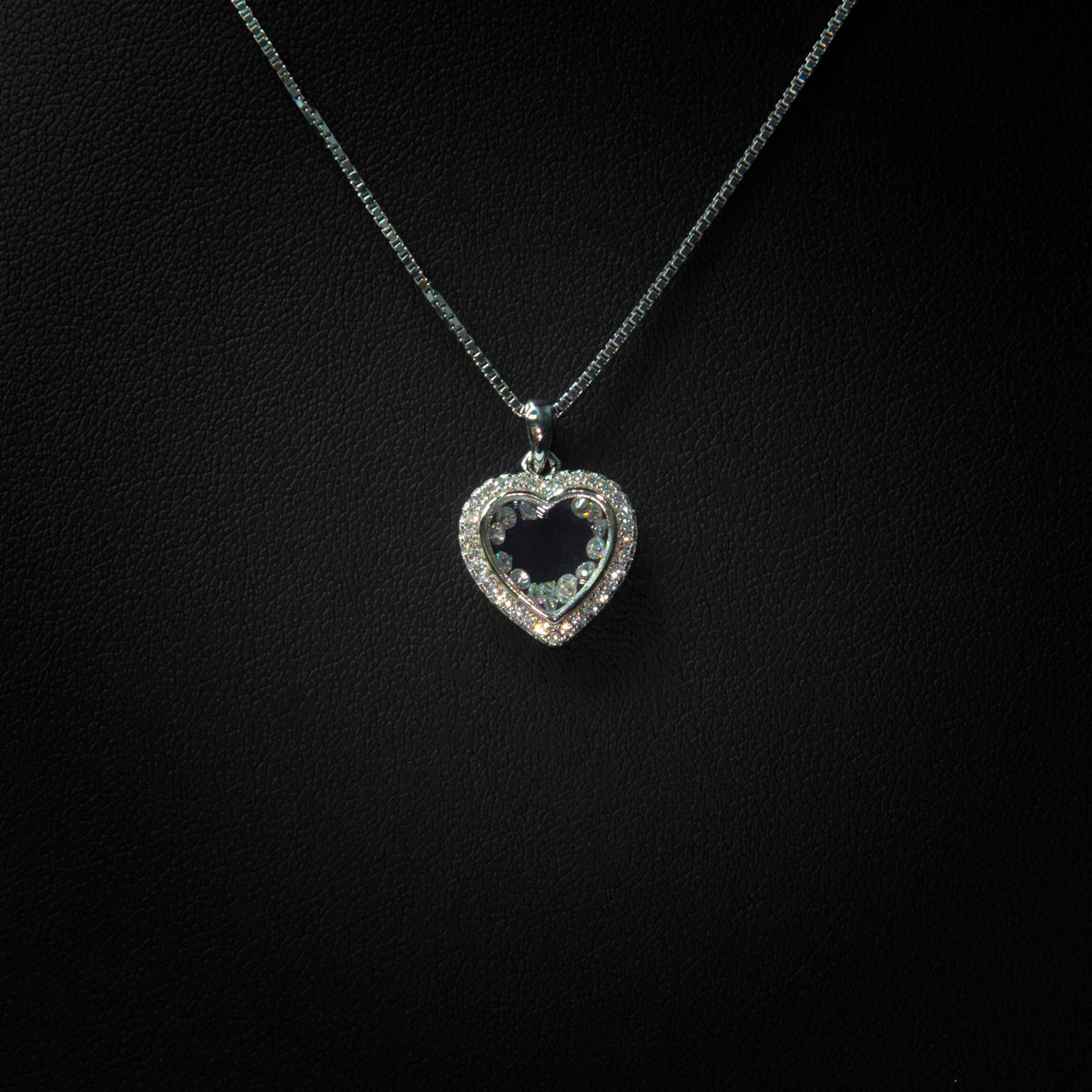 Moissanite Small Floating Heart Pendant & Box Chain