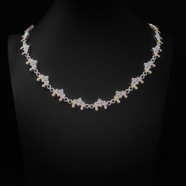 VVS Moissanite Tri Color Cross Necklace