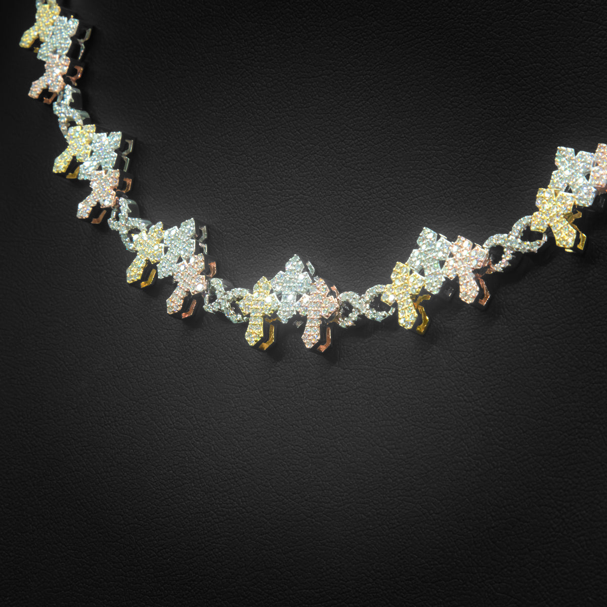Moissanite Tri Color Cross Necklace