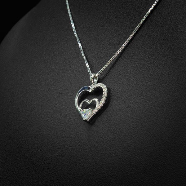 VVS Moissanite Triple Heart Pendant & Box  Chain