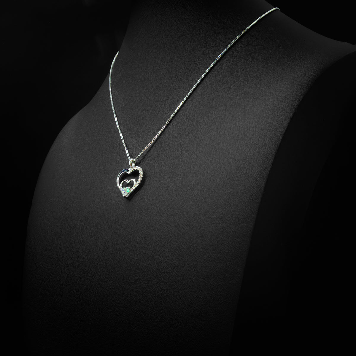 Moissanite Triple Heart Pendant & Box Chain