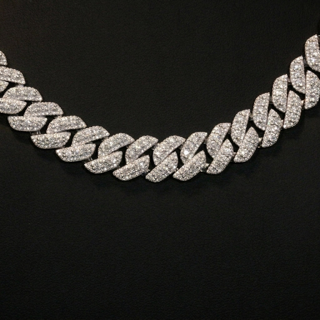 Moissanite 14mm Cuban Cluster Necklace