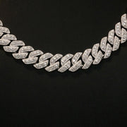 Moissanite 14mm Cuban Cluster Necklace