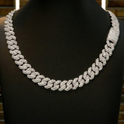 Moissanite 14mm Cuban Cluster Necklace