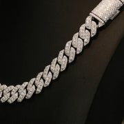 Moissanite 14mm Cuban Cluster Necklace