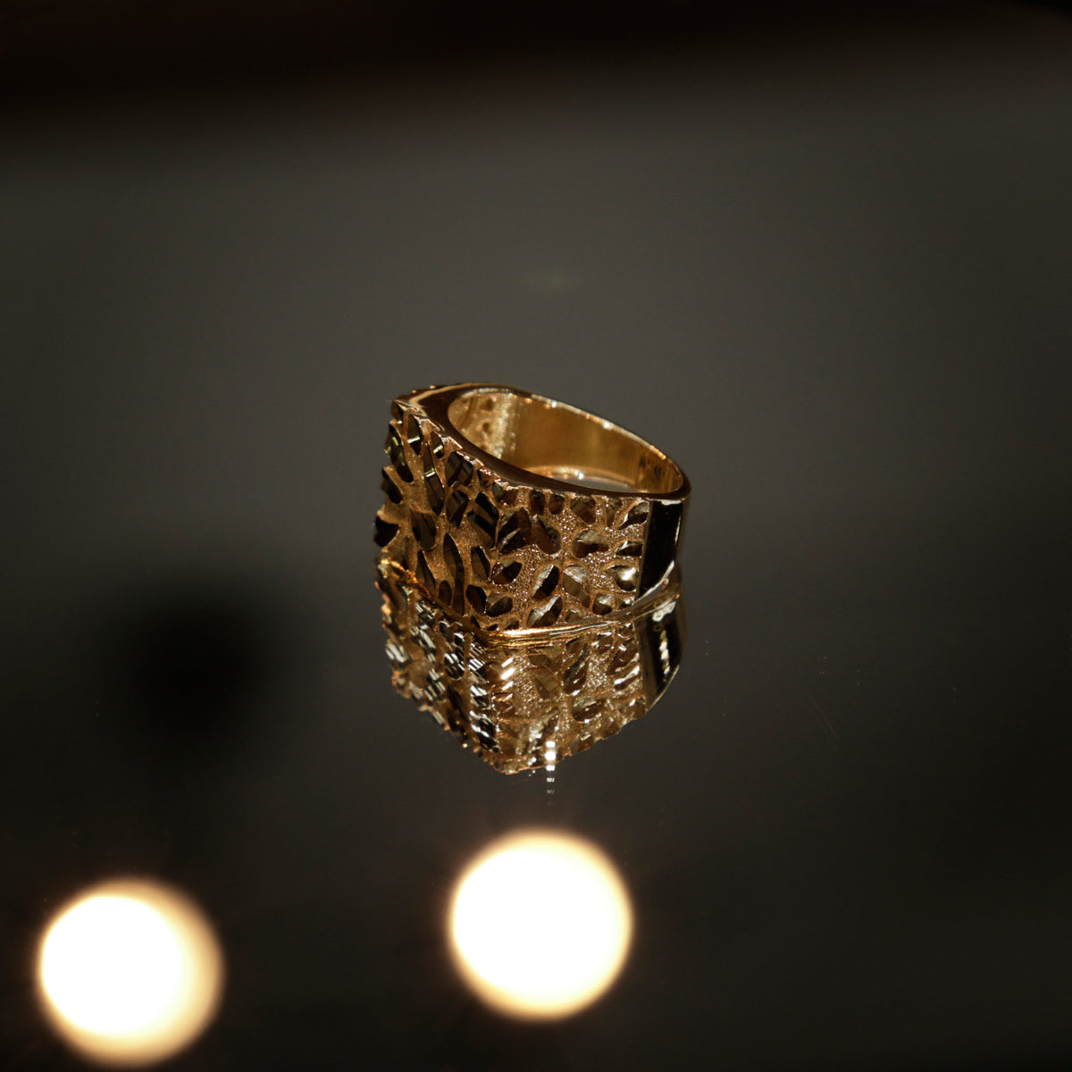 10K Gold Wide Band Nugget Ring