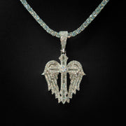 Moissanite Winged Cross Pendant